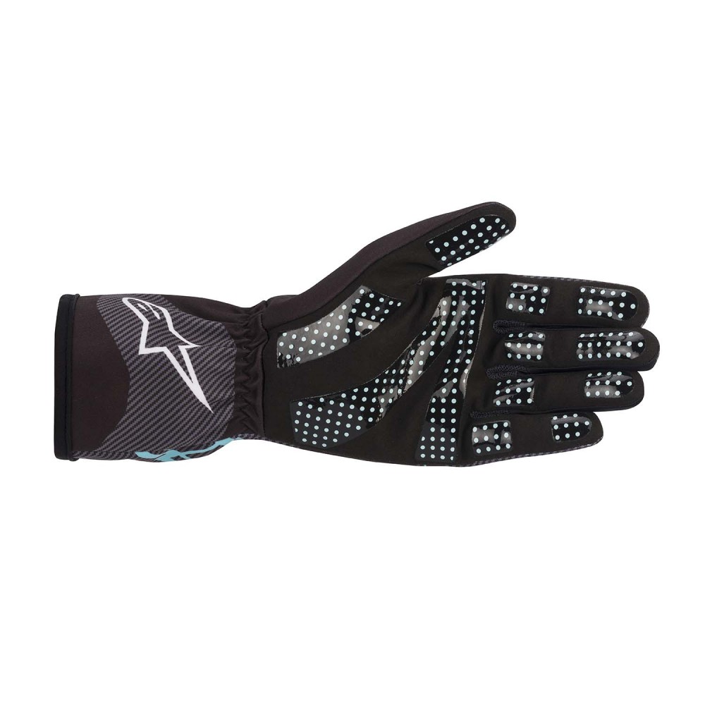 Gants Alpinestars TECH-1 K RACE V2 CARBON - BLACK/TURQUOISE
