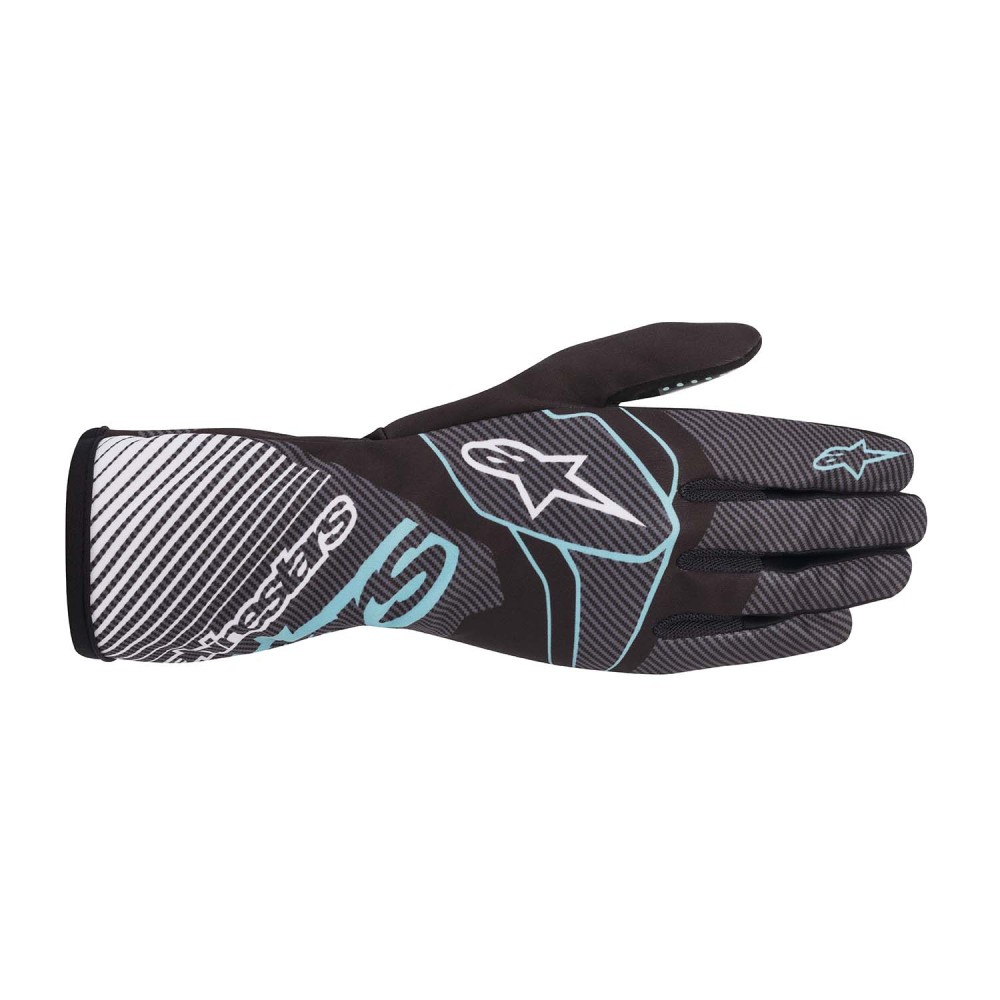 Gants Alpinestars TECH-1 K RACE V2 CARBON - BLACK/TURQUOISE