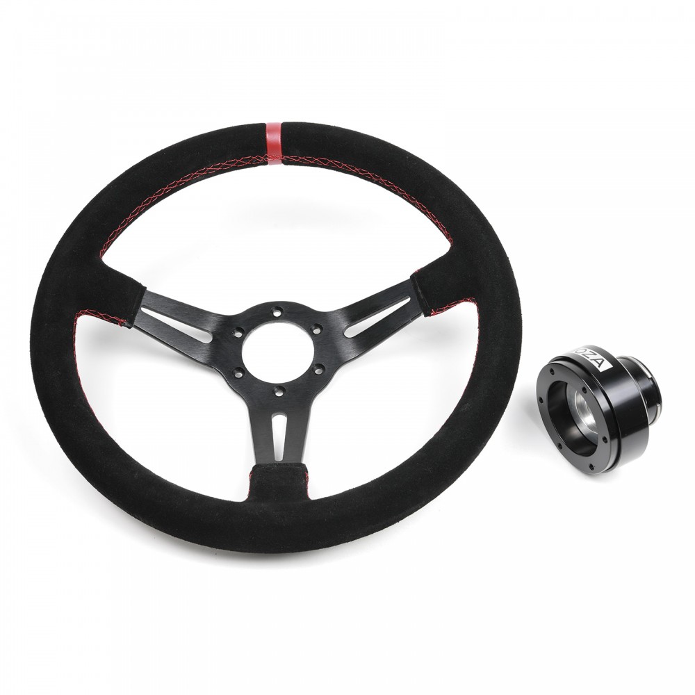 Bundle Volant Driftshop 35cm en cuir Retourné et Quick Release MOZA Racing