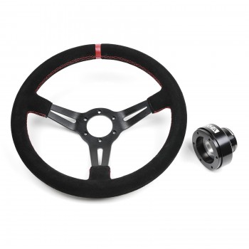 Bundle Volant Driftshop 35cm en cuir Retourné et Quick Release MOZA Racing