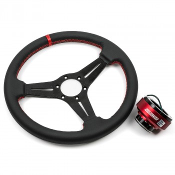 Bundle Volant Simracing Driftshop 33cm en cuir et Simagic Quick Release