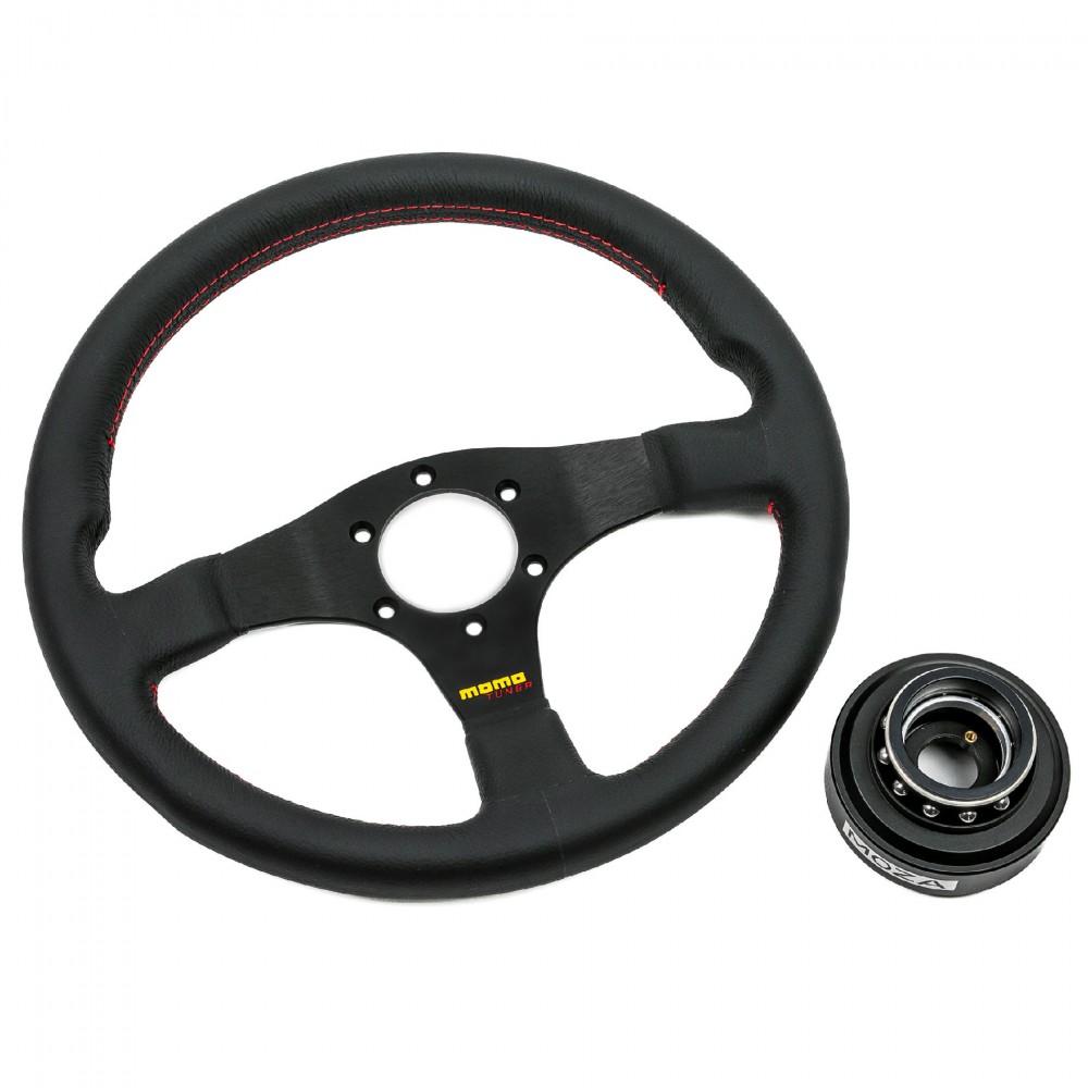 Pack Volant Momo Tuner Cuir 320mm | Quick Release Moza Racing