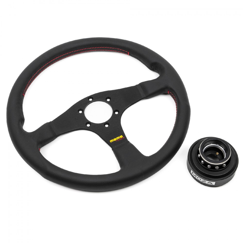 Pack Volant Momo Tuner Cuir 350mm | Quick Release Moza Racing