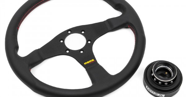 Volant Sport Cuir GT2i – Diamètre 350 Mm – Plat – 3 Branches Noires – Repère Jaune – Bouton Klaxon Inclus – Pour Simu Racing Ou Custom - 13