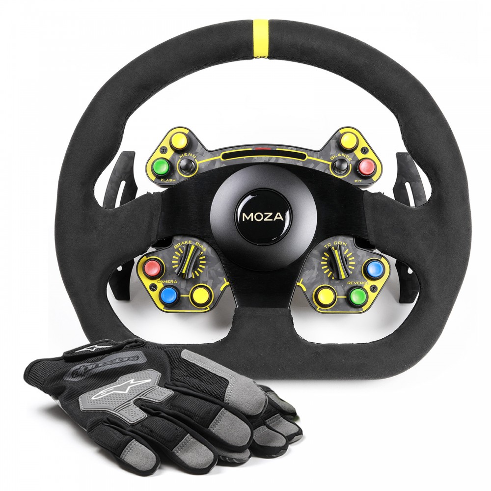 Bundle RS Steering Wheel D-Shape Version Alcantara avec gants Alpinestars Engine Gloves