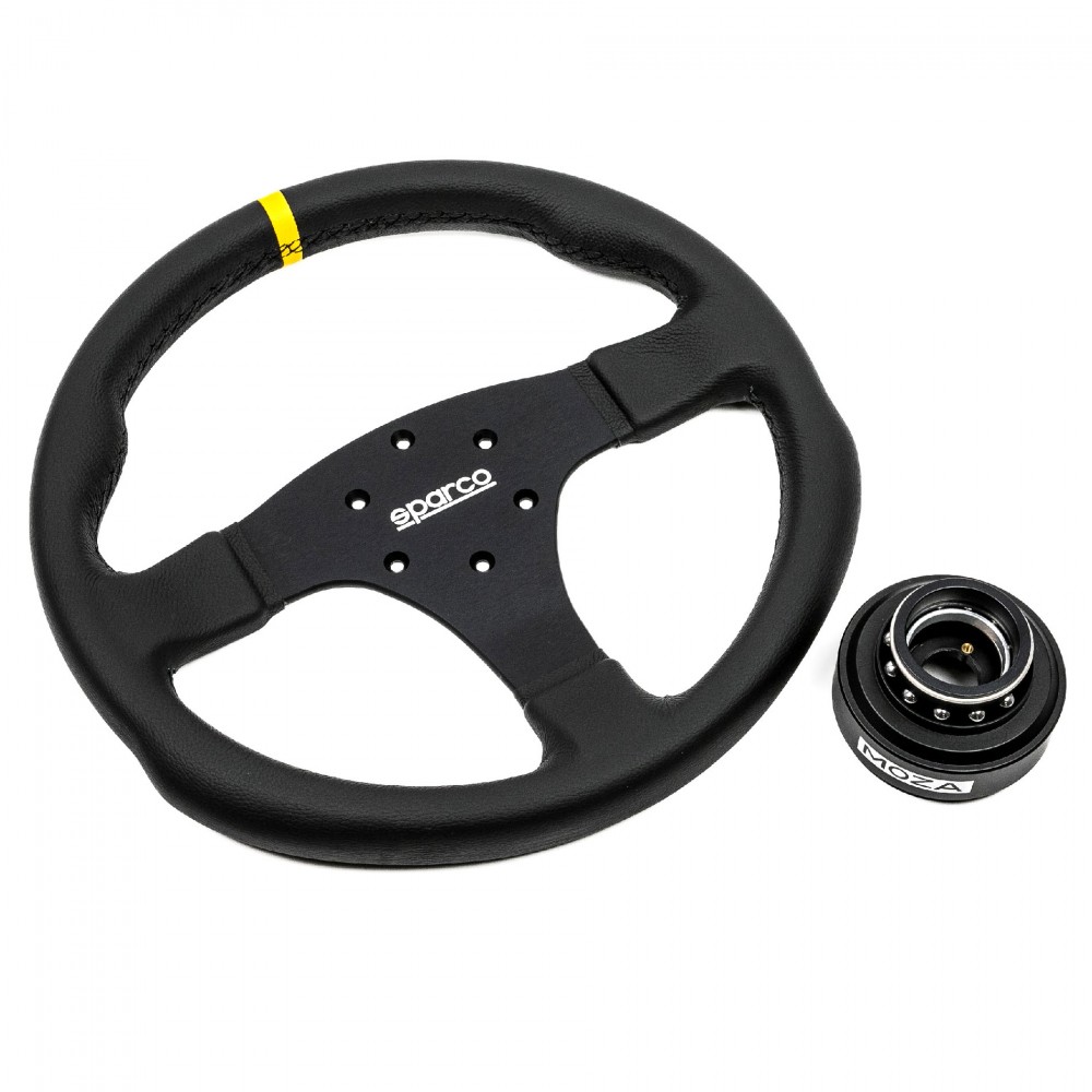 Pack Volant Sparco R330 Cuir 330mm | Quick Release Moza Racing