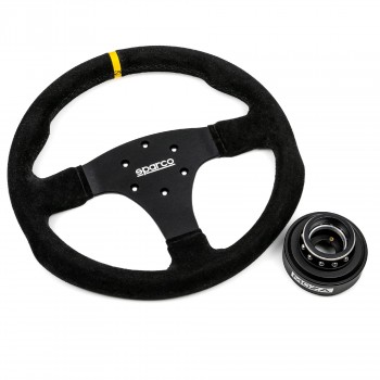 Pack Volant Sparco R330 Cuir Retourné 330mm | Quick Release Moza Racing