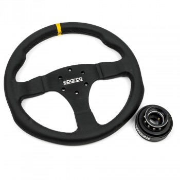 Pack Volant Sparco R350 Cuir 350mm | Quick Release Moza Racing
