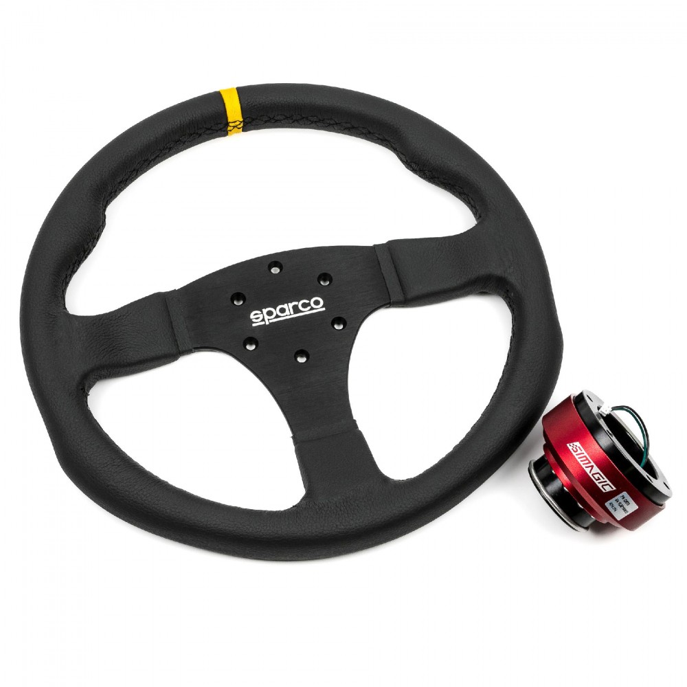 Pack Volant Sparco R350 Cuir 350mm | Quick Release Simagic